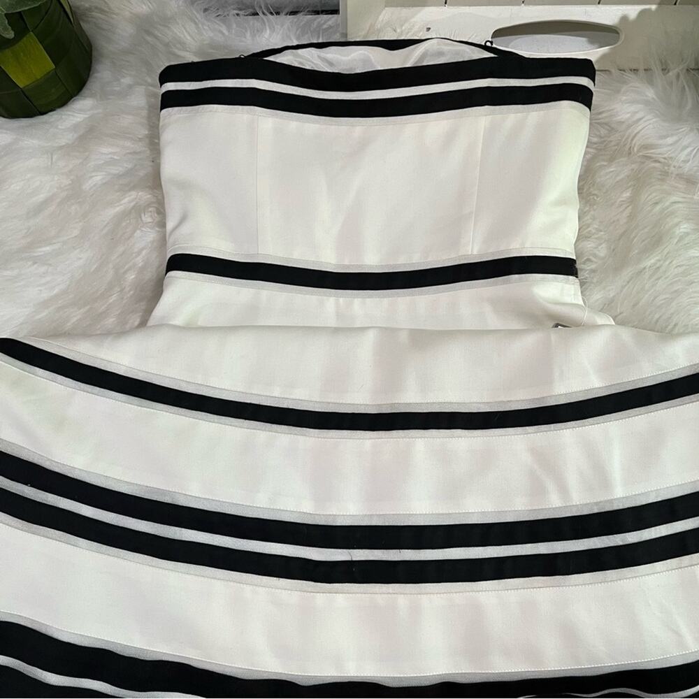 NEW Ann Taylor Silk Classic Structured Strapless Two-Tone Fit Flare Midi Dress - Picture 13 of 16
